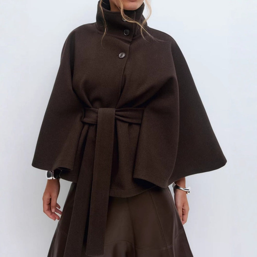 Cappotto Donna con Collo Alto Stile Mantella