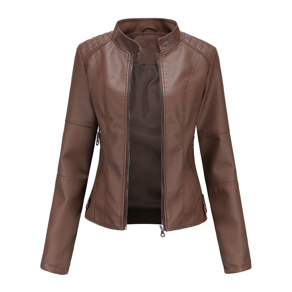 Giacca Biker Donna con Colletto a Sbuffo