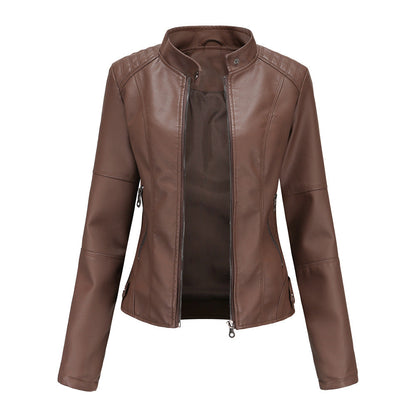 Giacca Biker Donna con Colletto a Sbuffo