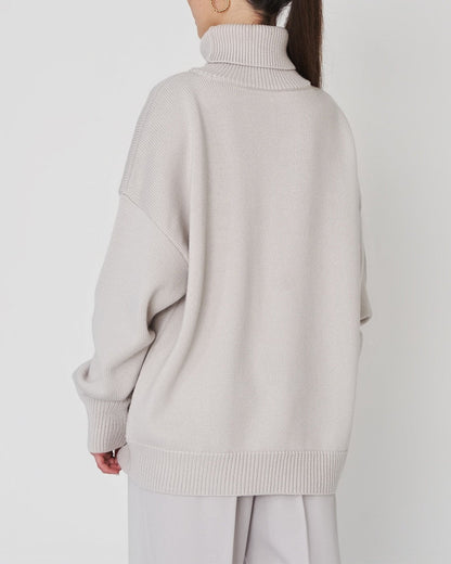 Maglione Oversize Donna Cotone Collo Alto Casual