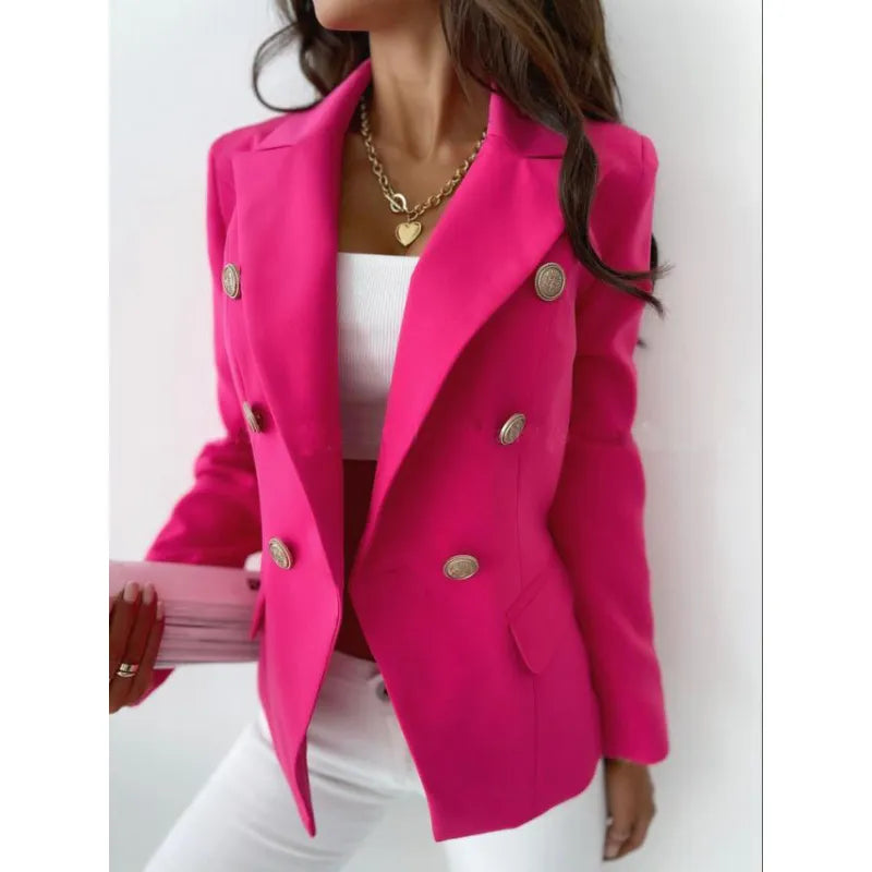 Blazer Donna Elegante Doppio Bottone Stile Business Classico