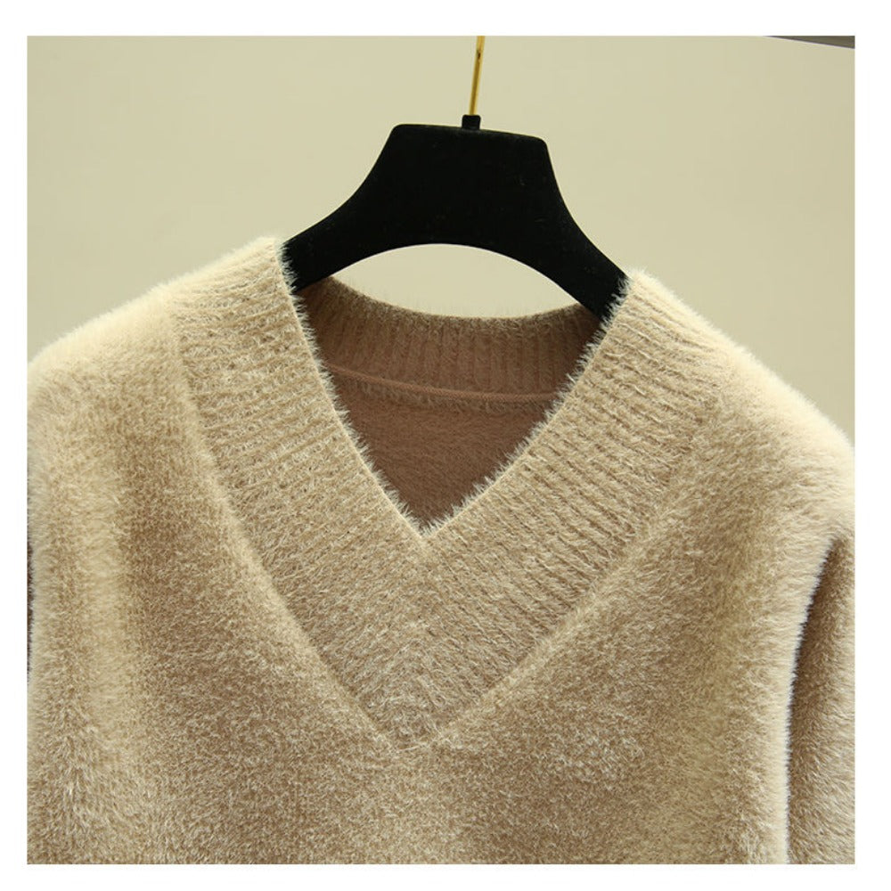 Maglione Donna Scollo a V Manica Lunga