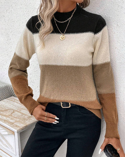 Maglione Donna Colorblock Morbido e Caldo