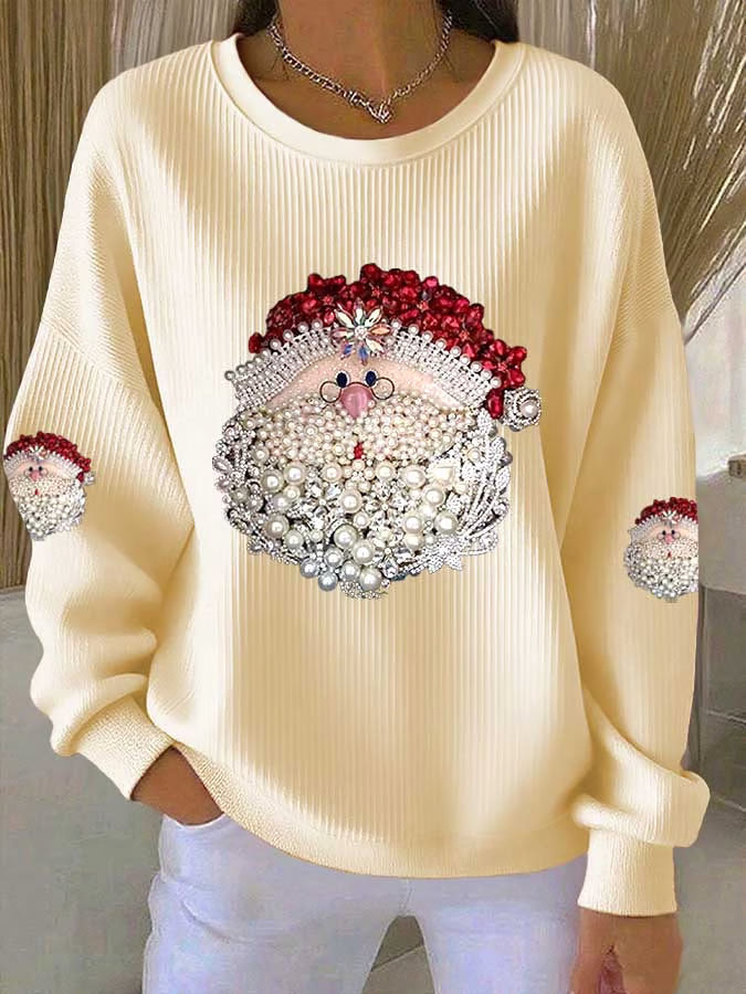 Maglione Donna con Motivo Babbo Natale Vestibilità Classica