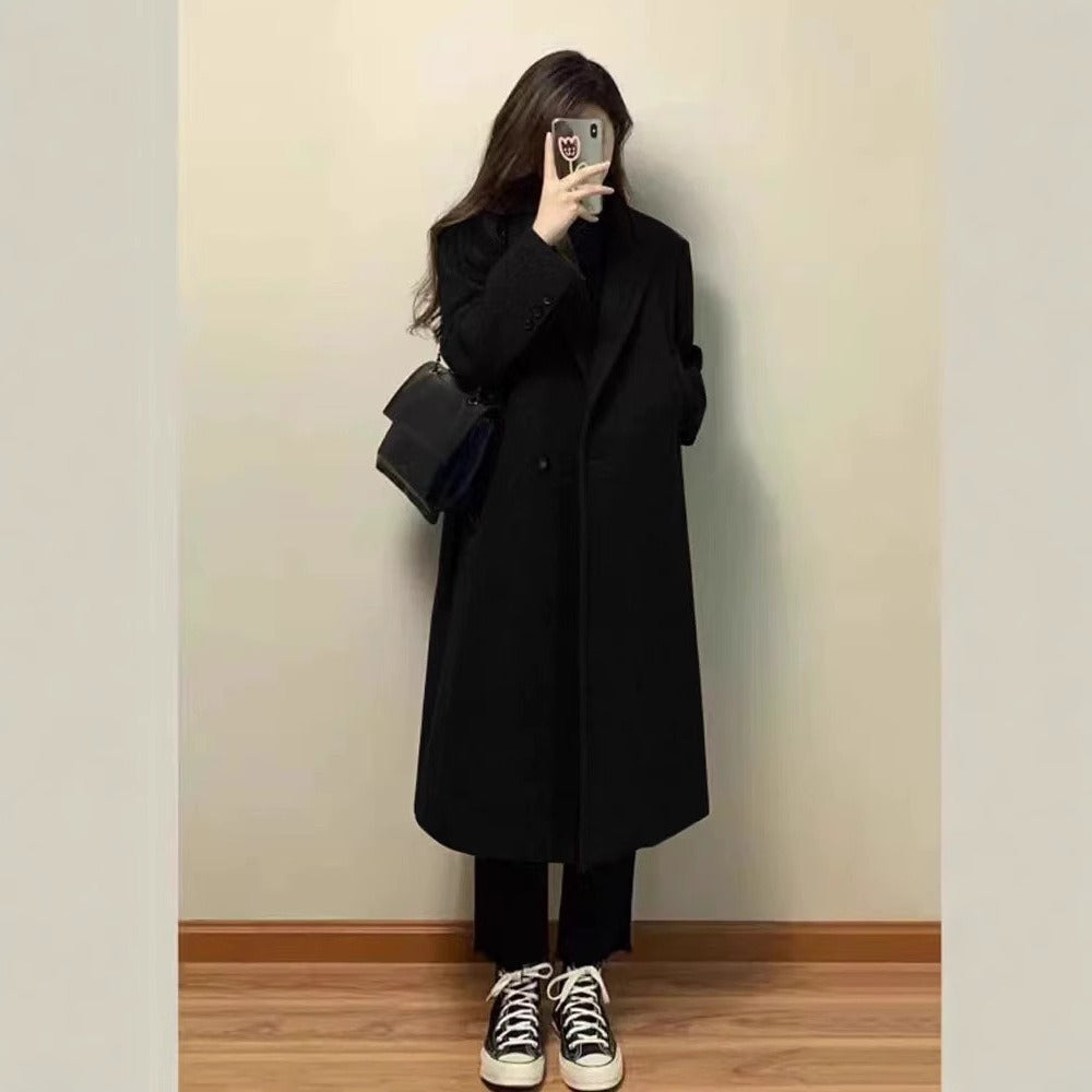 Cappotto Donna Lungo con Chiusura a Bottoni Classico