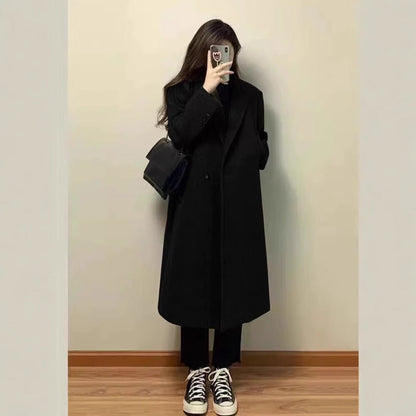 Cappotto Donna Lungo con Chiusura a Bottoni Classico