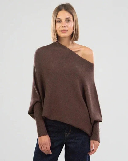 Maglione Donna Asimmetrico Scollo Bardot Maglia