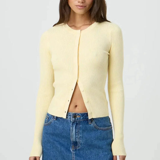 Cardigan Donna Cotone Costine Manica Lunga Slim - Vesarelli