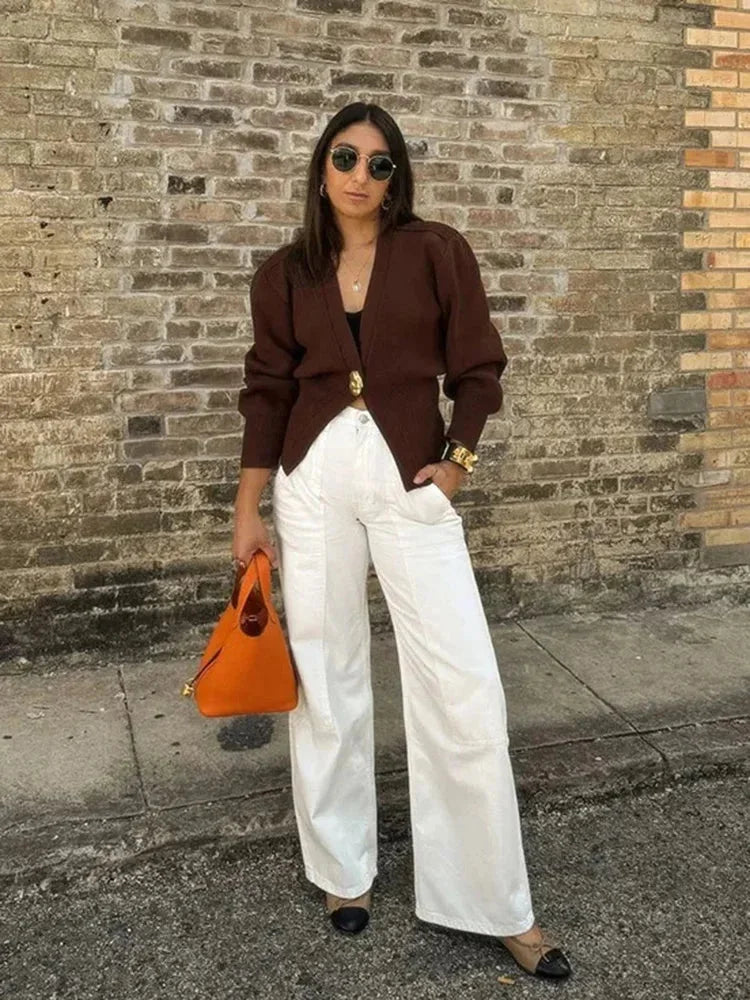 Cardigan Donna Scollo a V Bottoni - Vesarelli