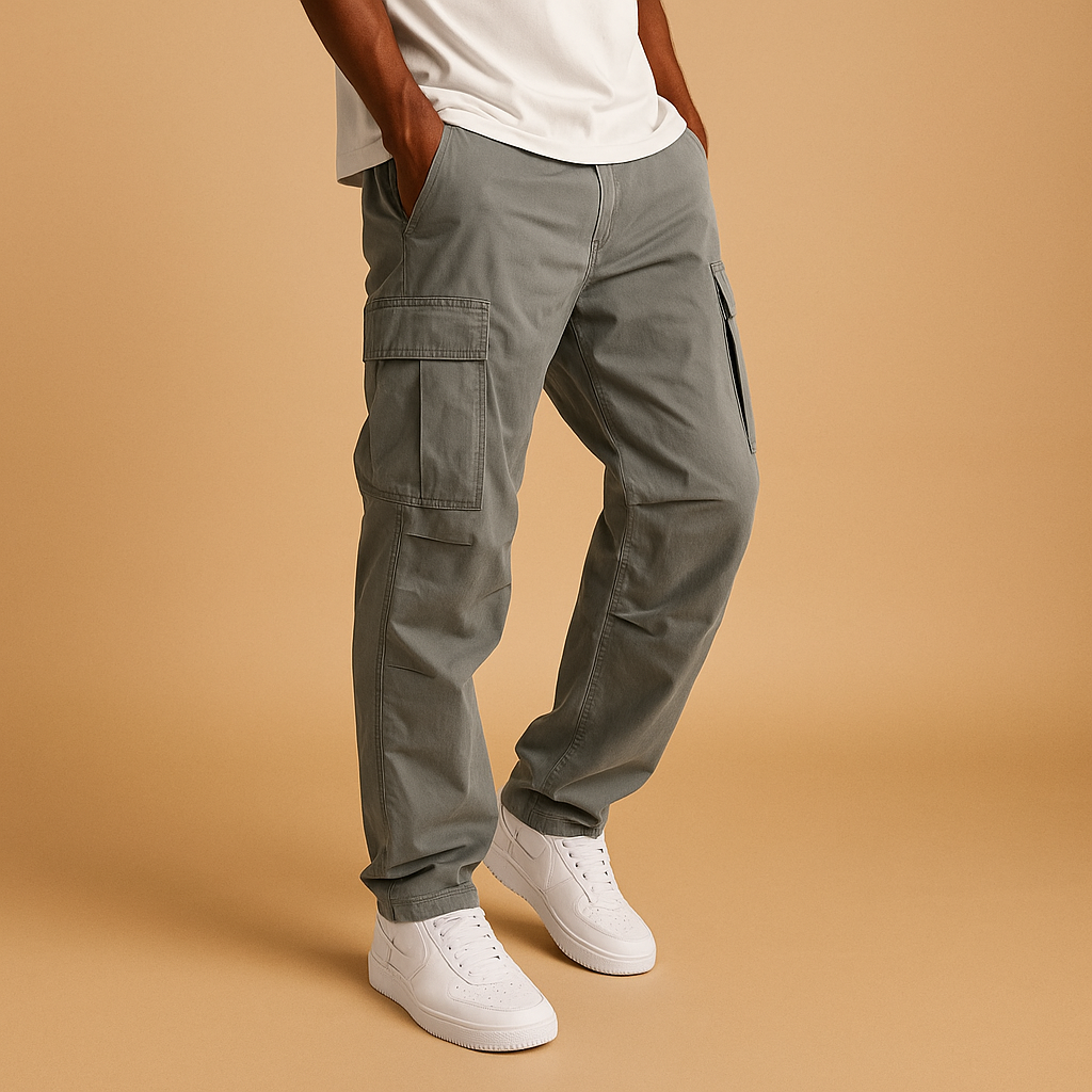 Pantaloni Uomo Tasche Orientate Vestibilità Dritta