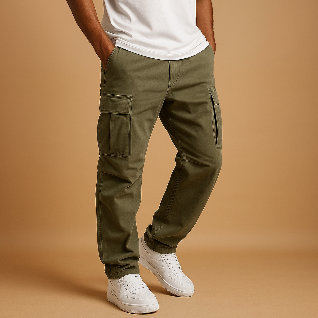 Pantaloni Uomo Tasche Orientate Vestibilità Dritta
