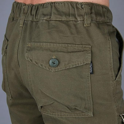 Pantaloni Cargo Uomo Tessuto Strutturato Vestibilità Dritta