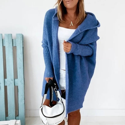 Cardigan Donna Lungo in Maglia con Cappuccio