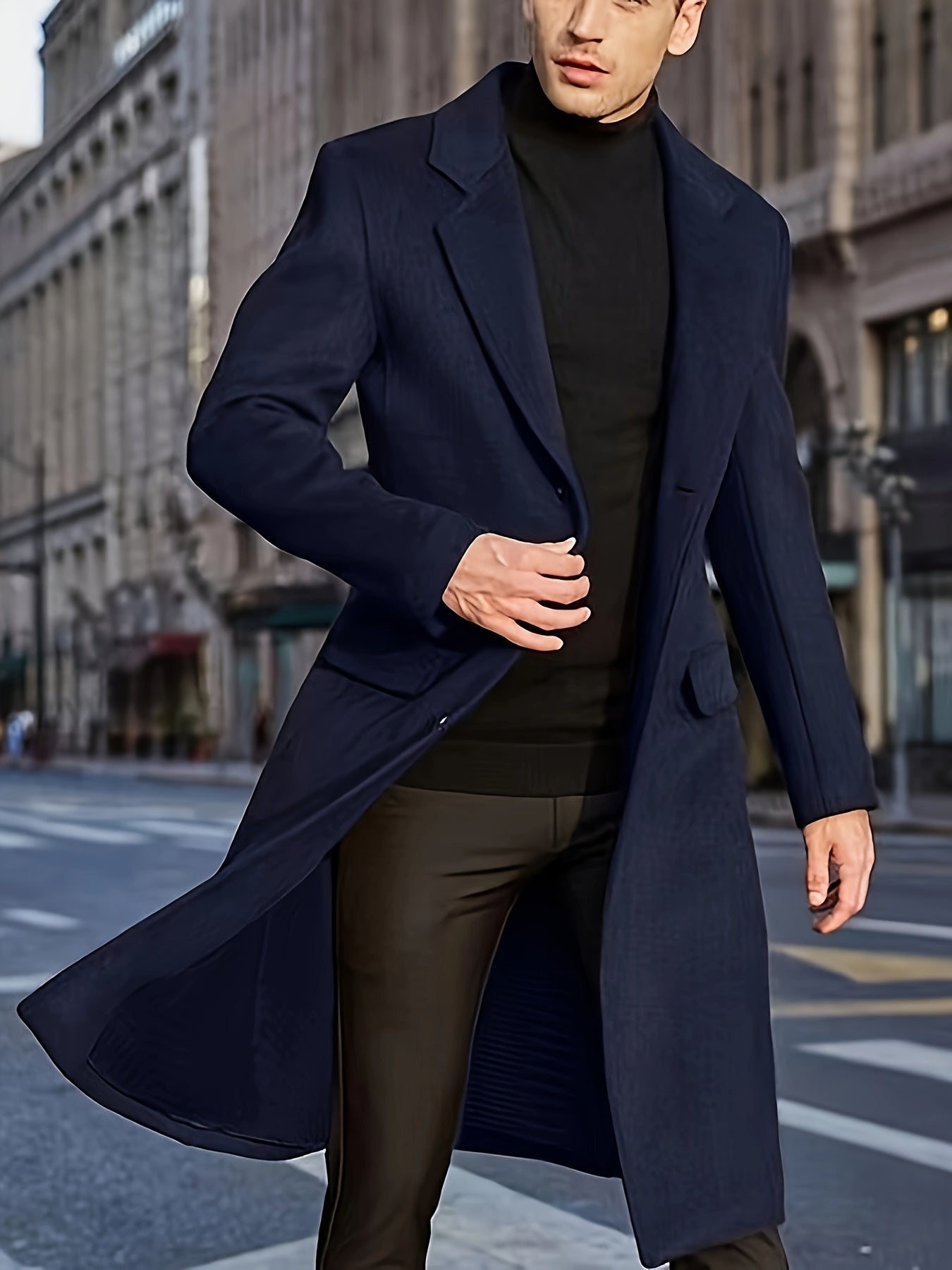 Trenchcoat Uomo Stile Elegante Business Autunno Inverno