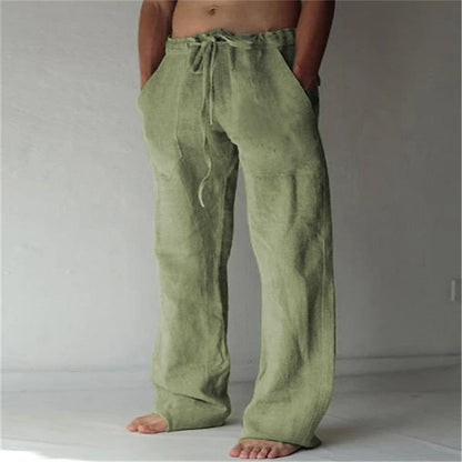 Pantaloni Lino Uomo Lunghezza Regolare