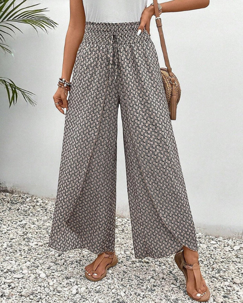 Pantaloni Donna Estivi Vita Alta Motivo Geometrico - Brentozzi