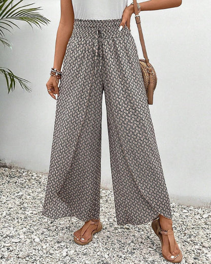Pantaloni Donna Estivi Vita Alta Motivo Geometrico - Brentozzi