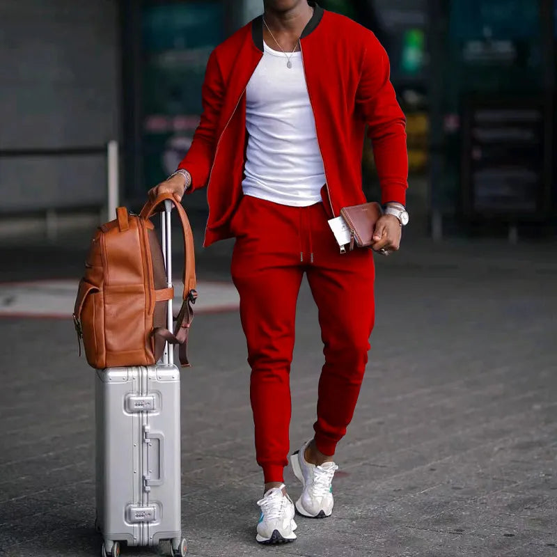 Tuta Uomo in Velluto con Giacca con Zip Comfortabile