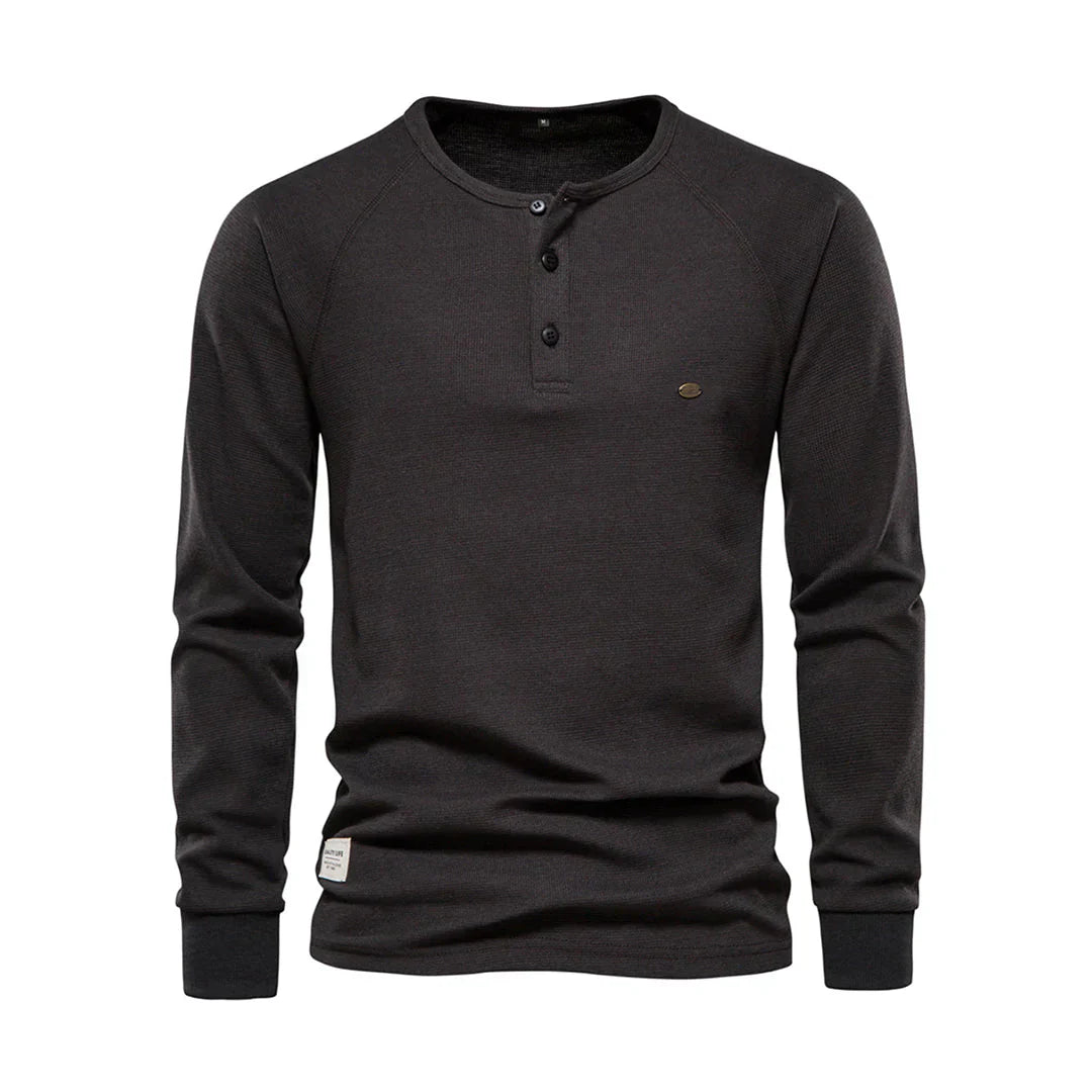 Camicia Uomo Manica Lunga Collo Tondo con Bottoni Comoda