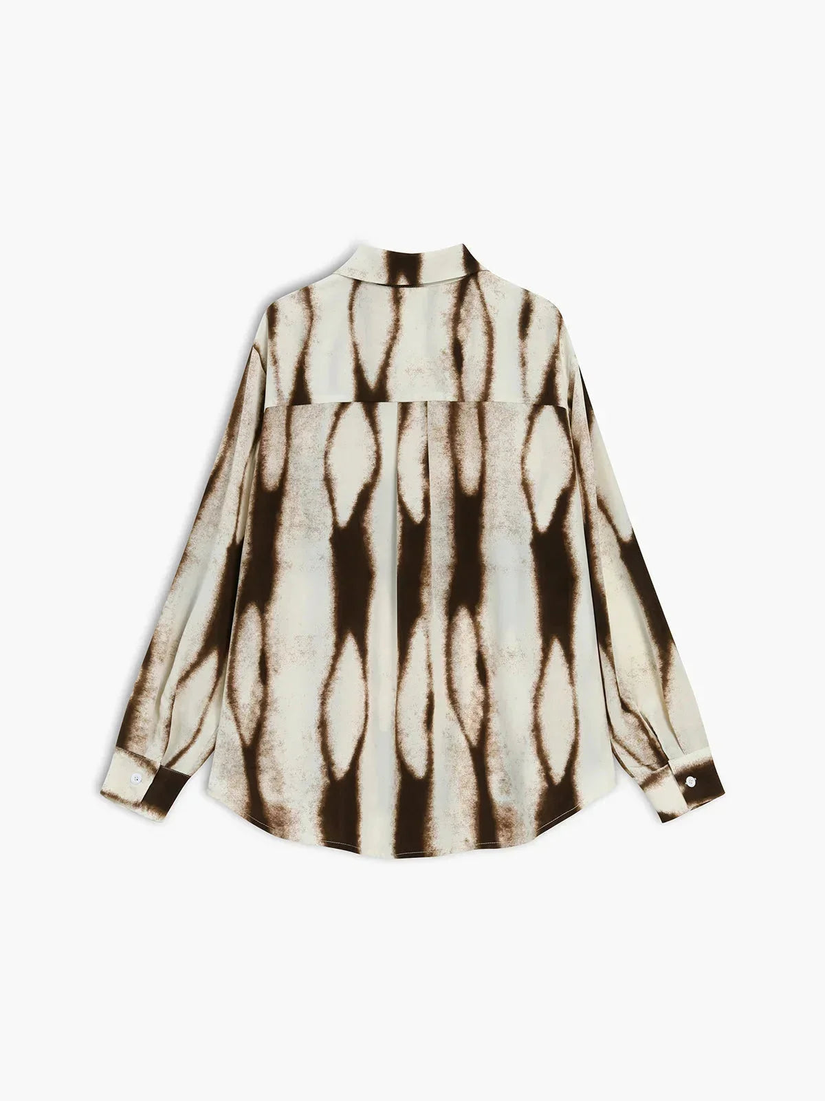 Chemise femme à imprimé abstrait, en coton léger, avec manches longues et col classique, idéale pour un look décontracté.