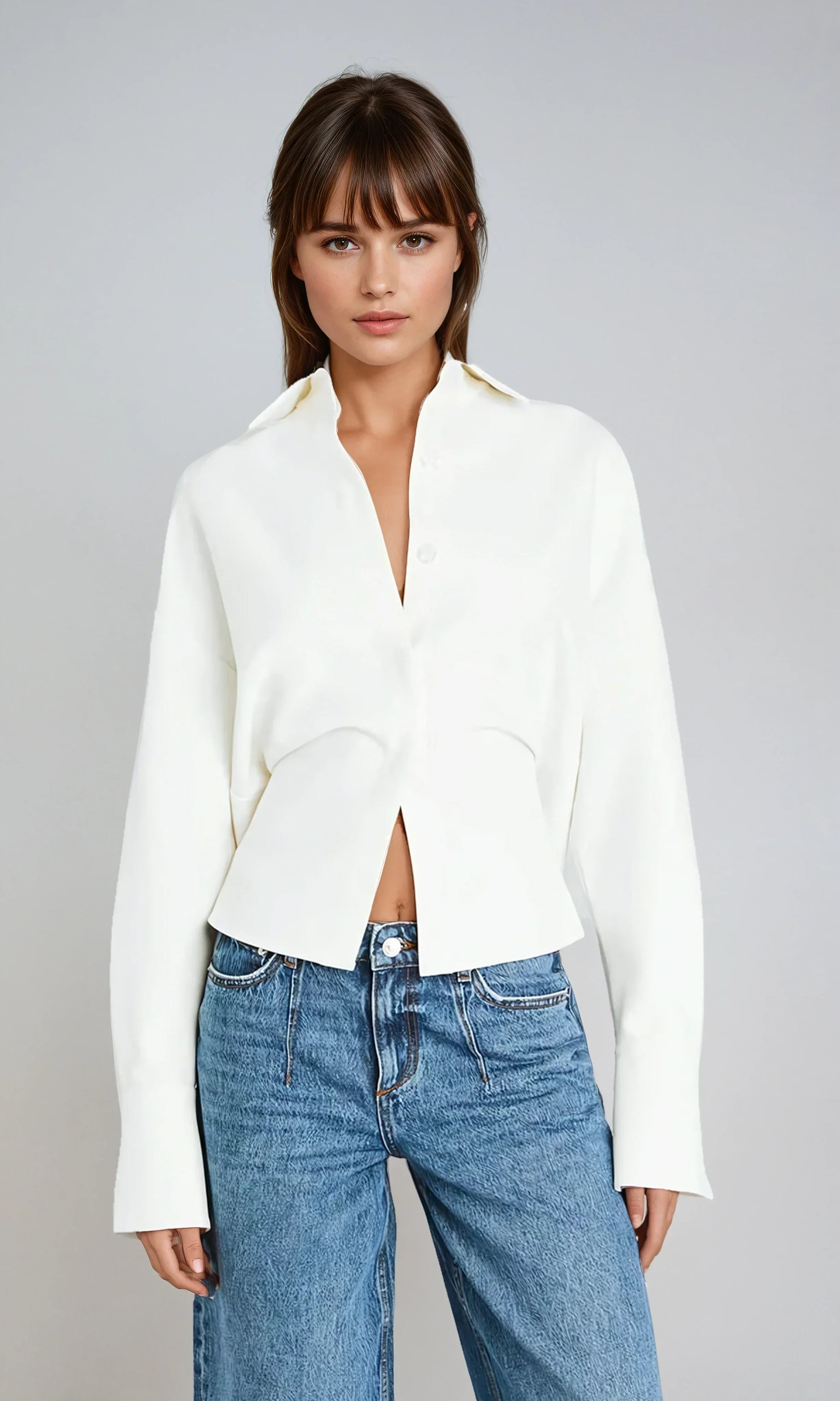 Camicia Donna Fluida Bottoni Tessuto Leggero - Vesarelli