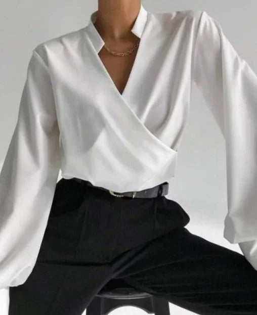 Chemisier Donna Collo a V Maniche Lunghe Slim - Vesarelli