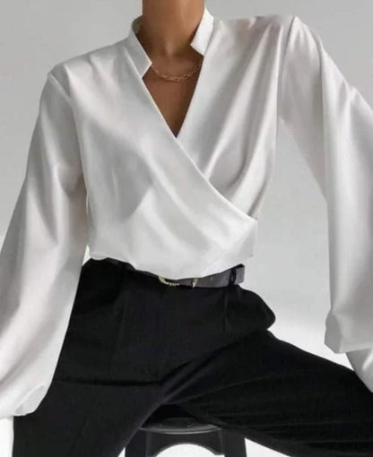 Chemisier Donna Collo a V Maniche Lunghe Slim - Vesarelli