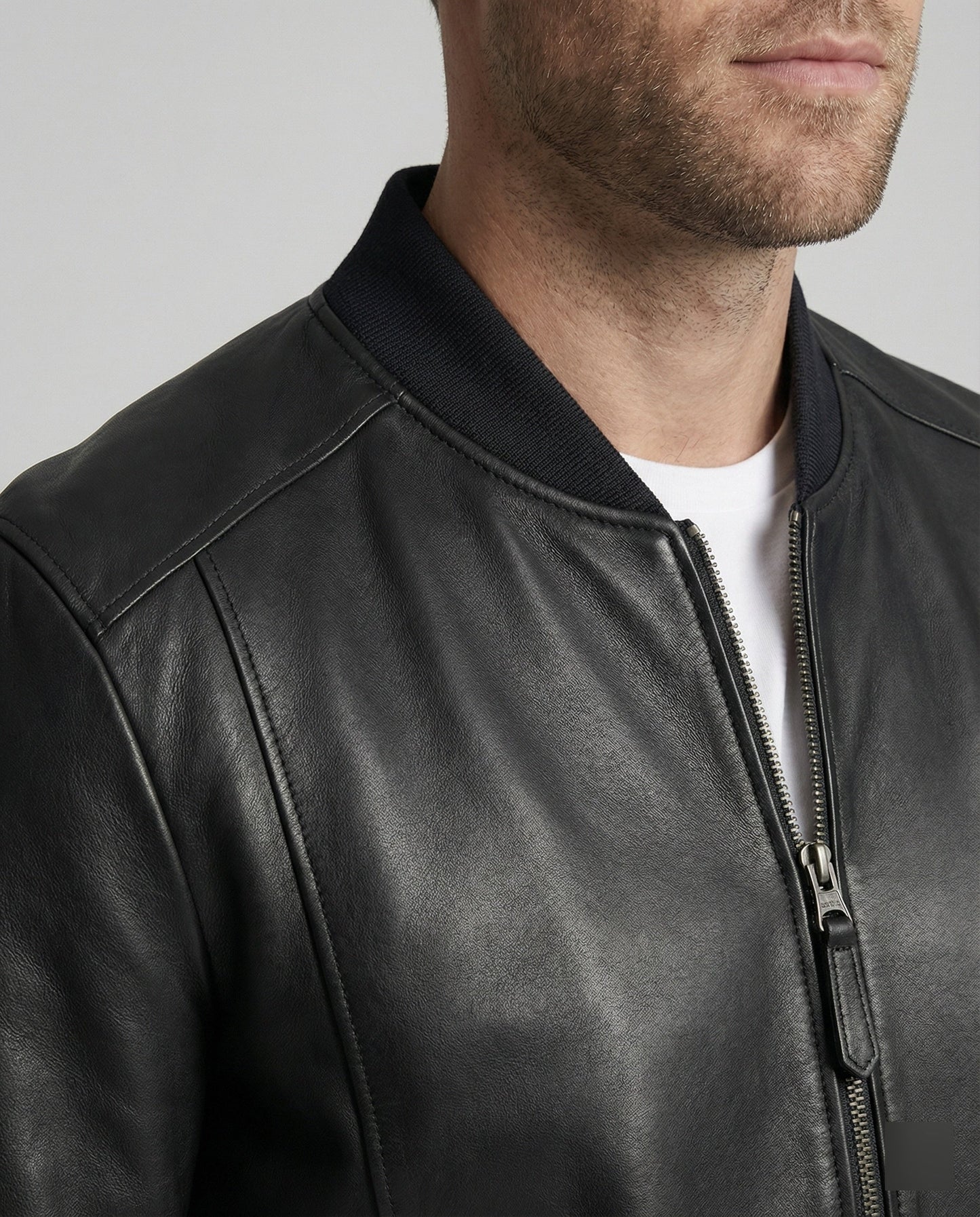 Bomber Uomo Effetto Pelle Vestibilità Regolare