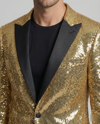 Blazer Uomo Paillettes Elegante Slim Fit