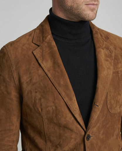 Blazer Uomo in Camoscio Vestibilità Classica