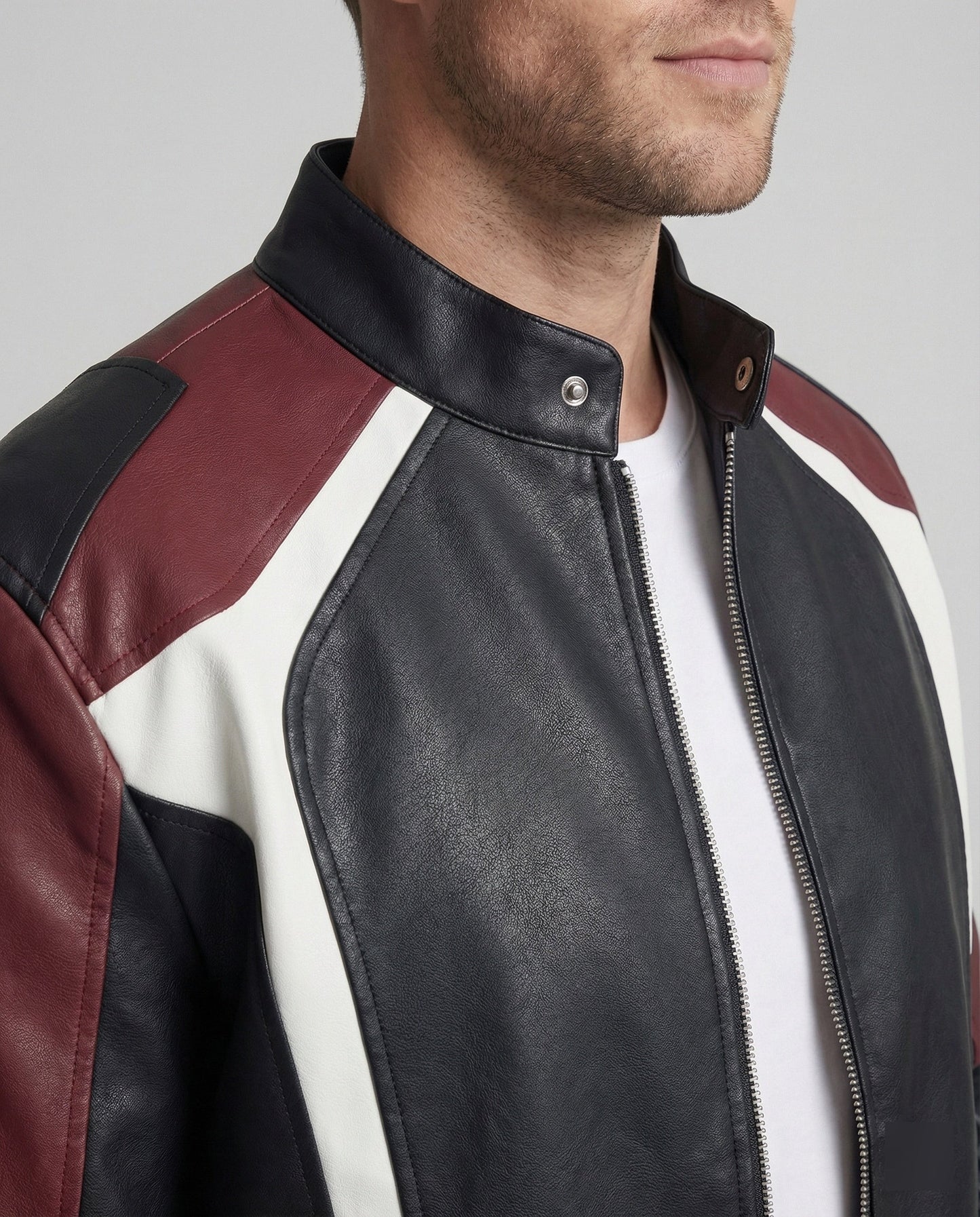 Giacca Uomo in Pelle con Collo a Coreana