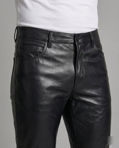 Pantaloni Uomo in Ecopelle Slim Fit con Cuciture Decorative