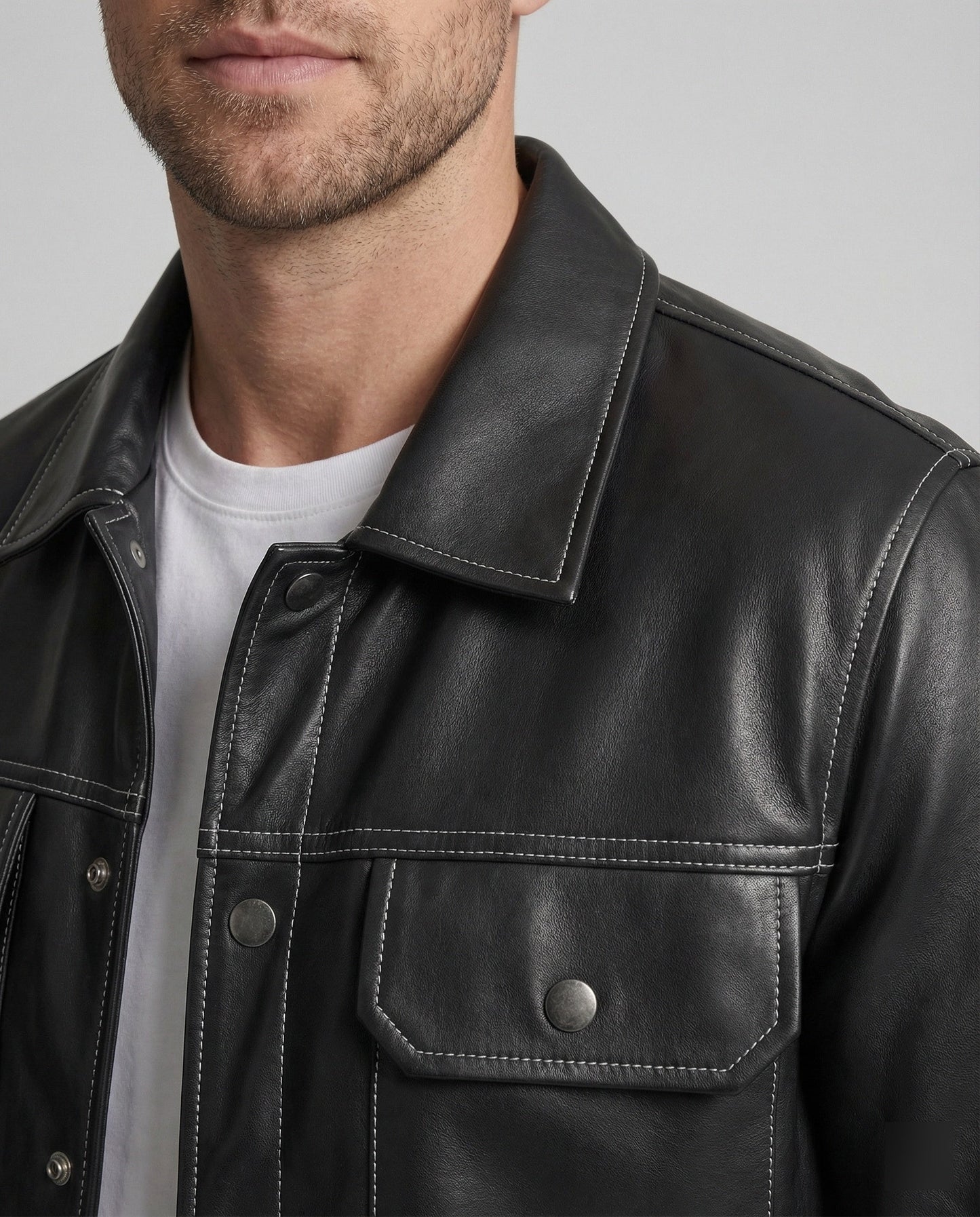 Overshirt Uomo Effetto Pelle Vestibilità Regular