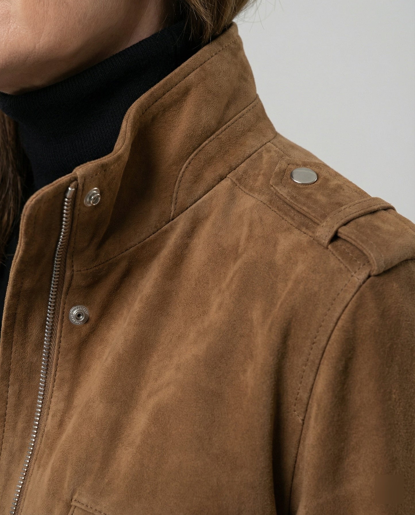 Giacca Bomber Donna in Pelle Scamosciata Casual