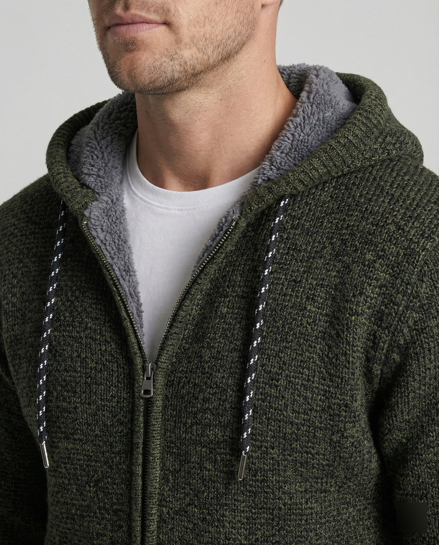 Cardigan Uomo in Maglia con Cappuccio Casual