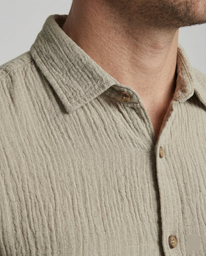 Camicia Uomo Casual Manica Corta con Tasche Sul Petto