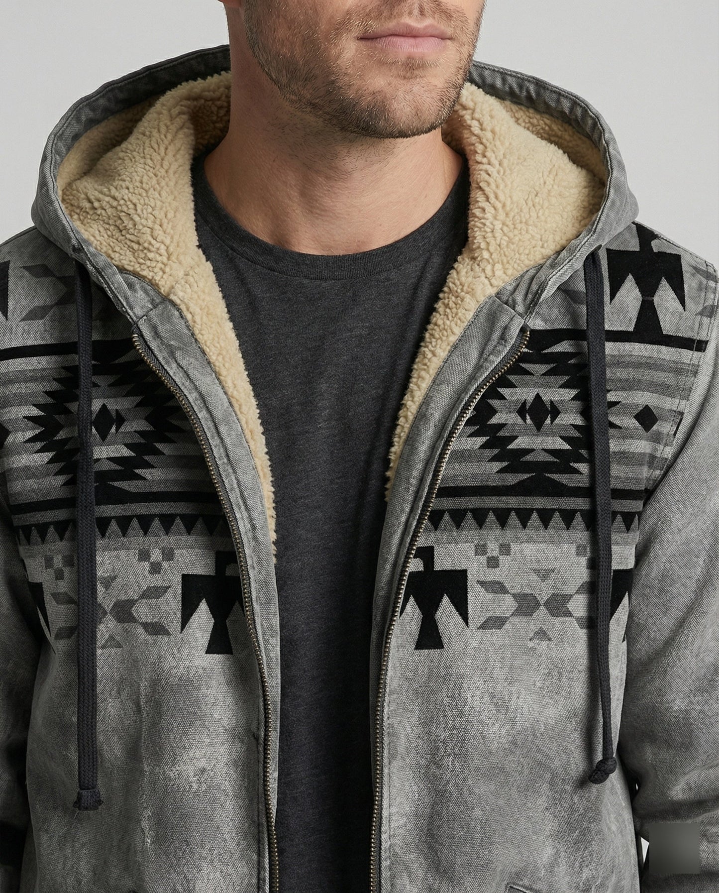 Felpa Uomo con Cappuccio Stampa Tribal Vestibilità Regolare
