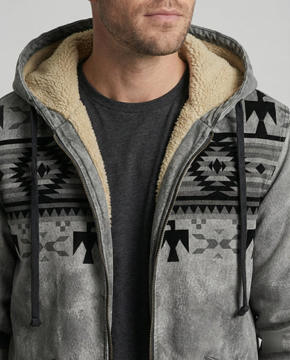 Felpa Uomo con Cappuccio Stampa Tribal Vestibilità Regolare