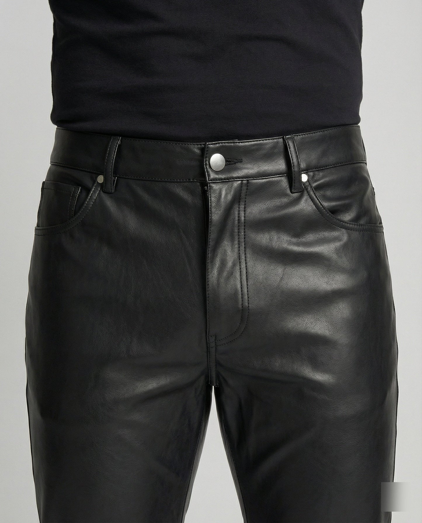 Pantaloni Uomo in Ecopelle Slim Fit con Tasche