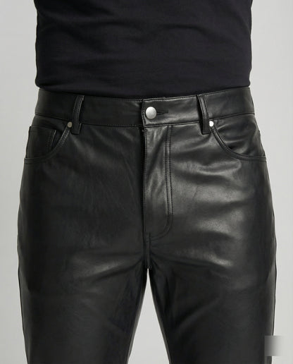 Pantaloni Uomo in Ecopelle Slim Fit con Tasche