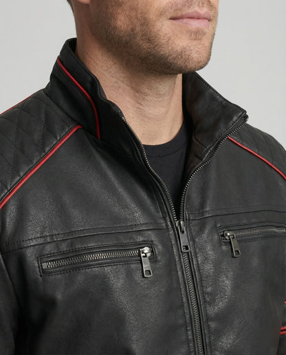 Giacca Biker Uomo in Pelle con Trapuntatura