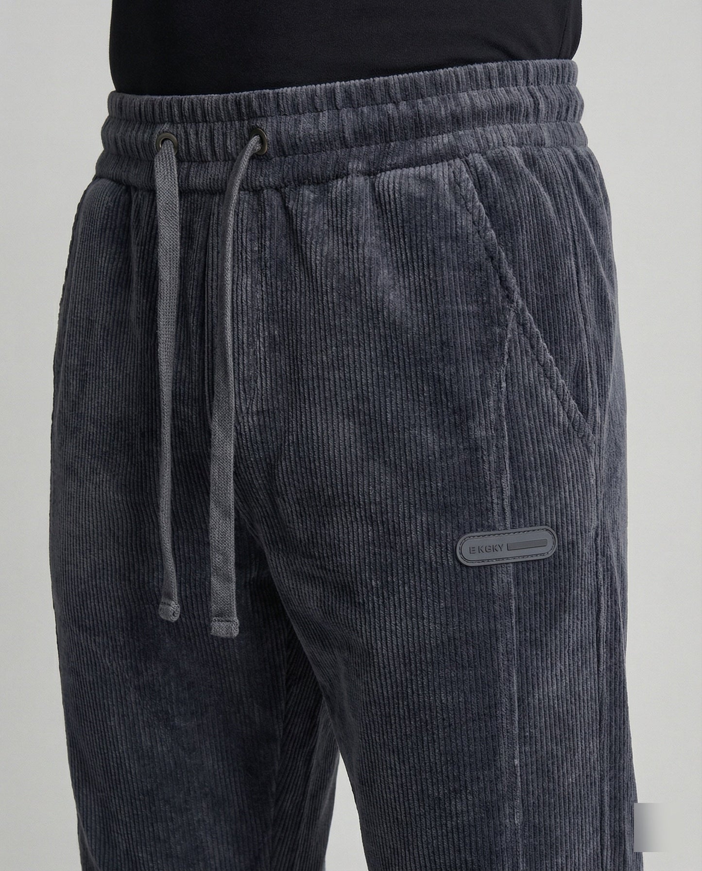 Pantaloni Jogging Uomo Tessuto Rigato Vestibilità Stretta