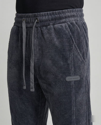 Pantaloni Jogging Uomo Tessuto Rigato Vestibilità Stretta