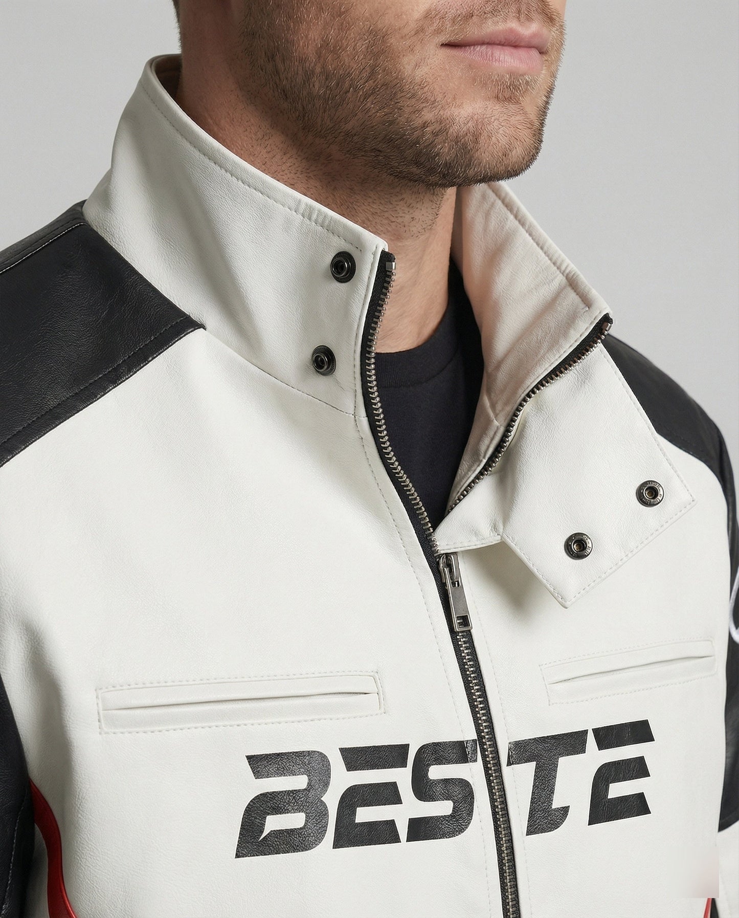 Giacca Biker Uomo in Ecopelle Stile Racing