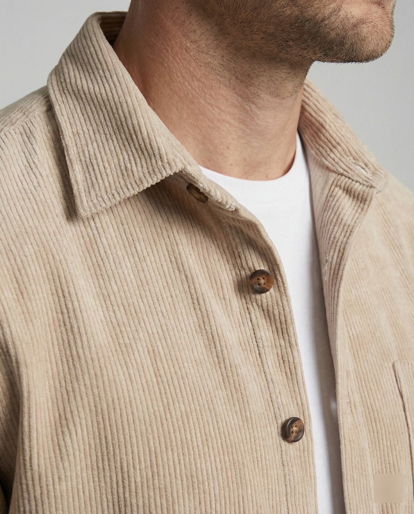 Camicia Uomo in Velluto con Taschino Sul Petto