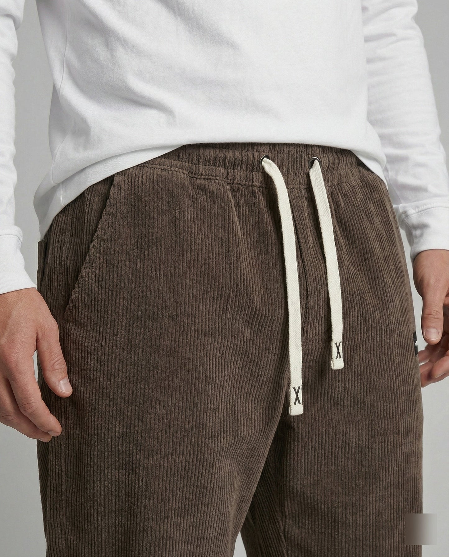 Pantaloni Uomo in Velluto a Coste con Coulisse Larga