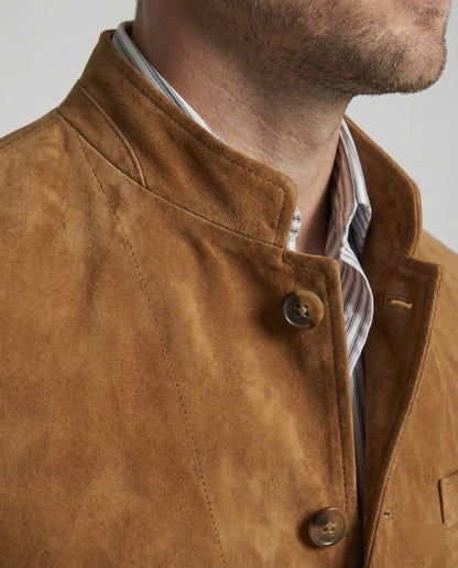 Giacca Uomo Effetto Pelle Collo Alto
