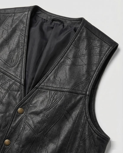 Gilet Biker Uomo in Pelle Slim Fit