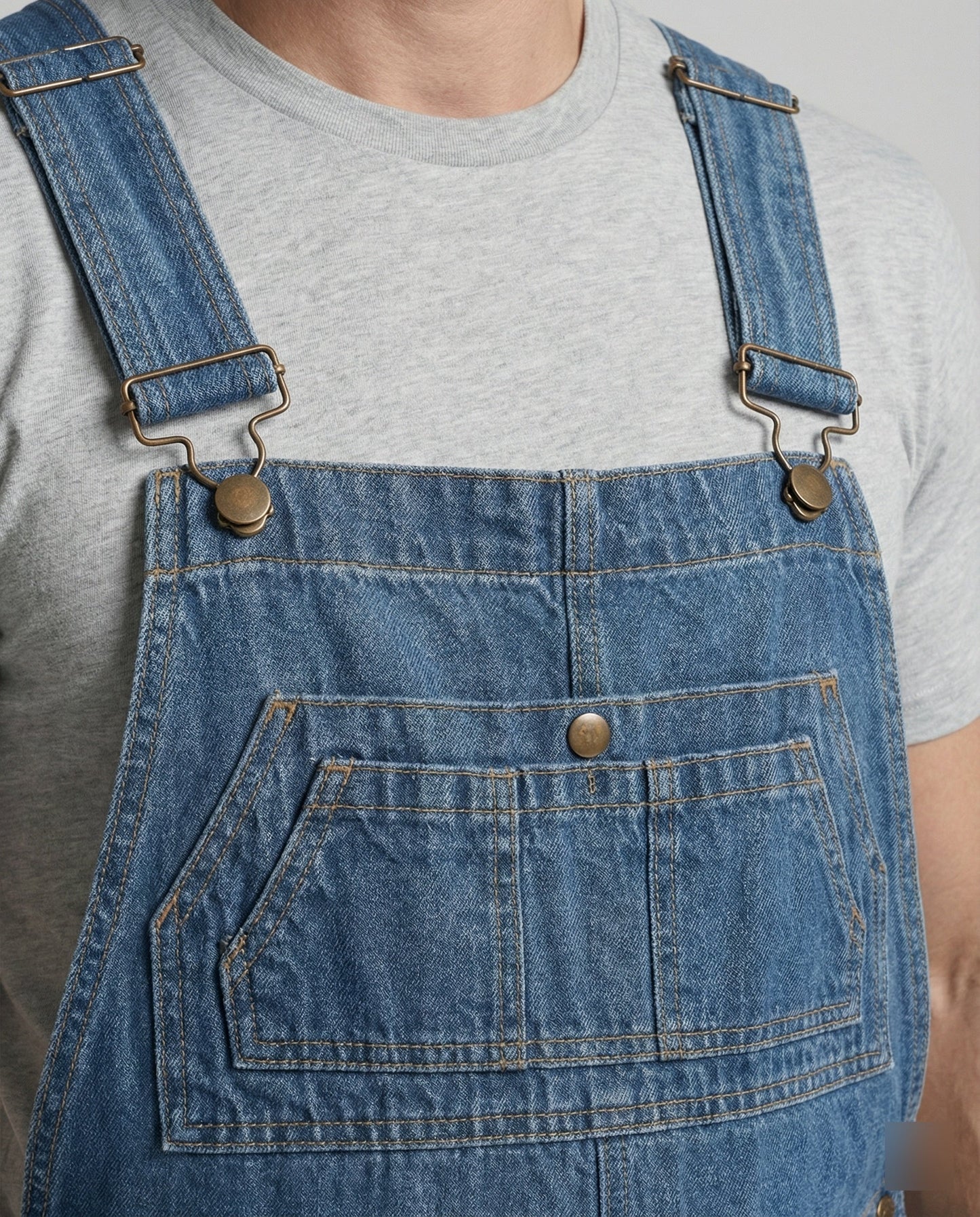 Pantaloni Salopette Uomo Jeans Taglio Largo