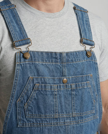 Pantaloni Salopette Uomo Jeans Taglio Largo